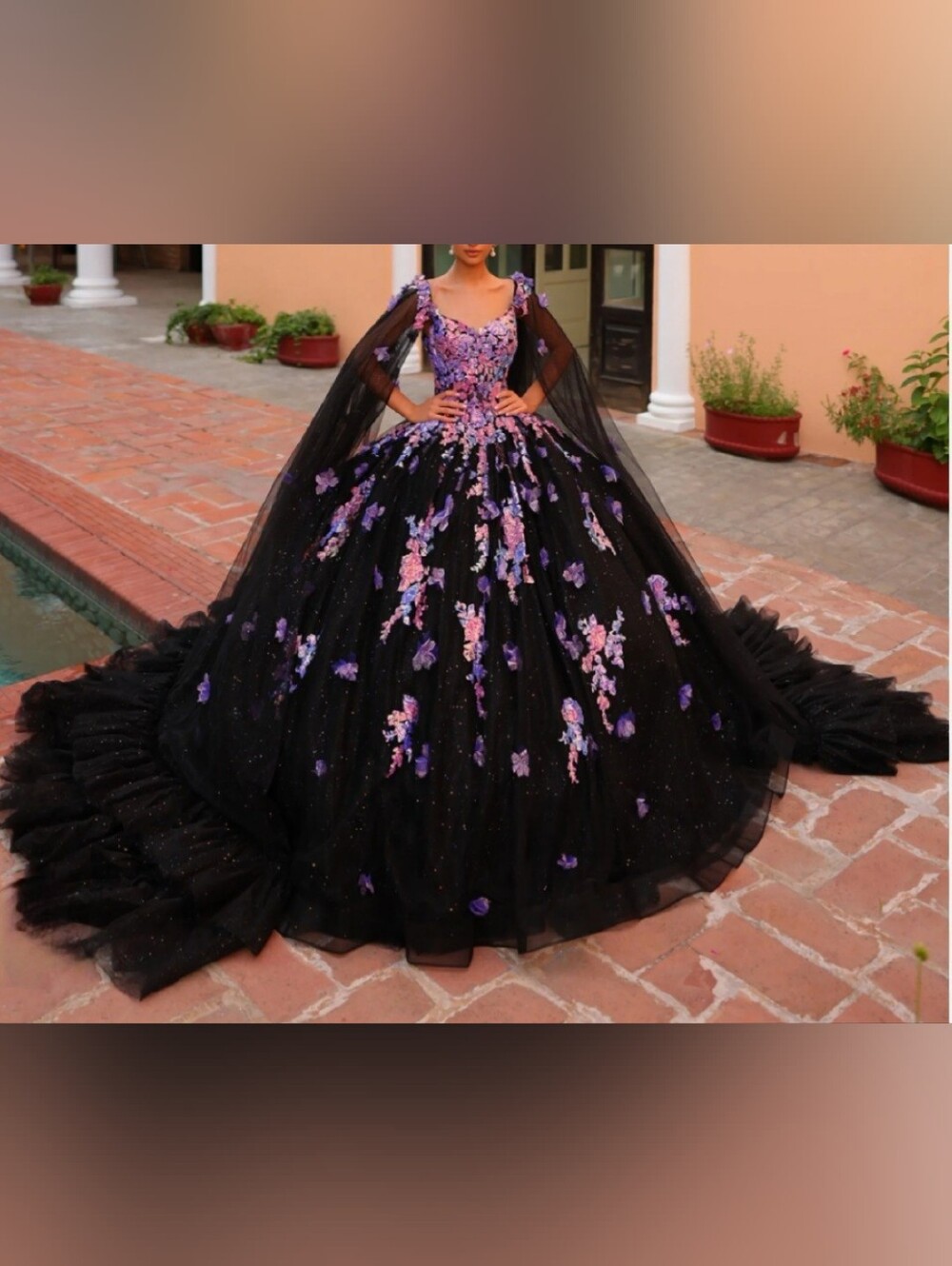 New Amarra Quinceanera style 54318 Black Multi Size 12